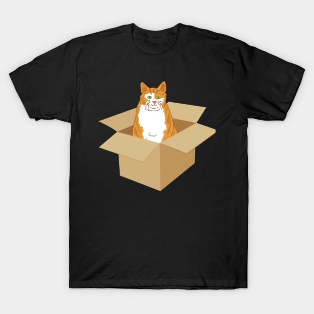 Orange Tabby Cat In A Box T-Shirt by SWON Design